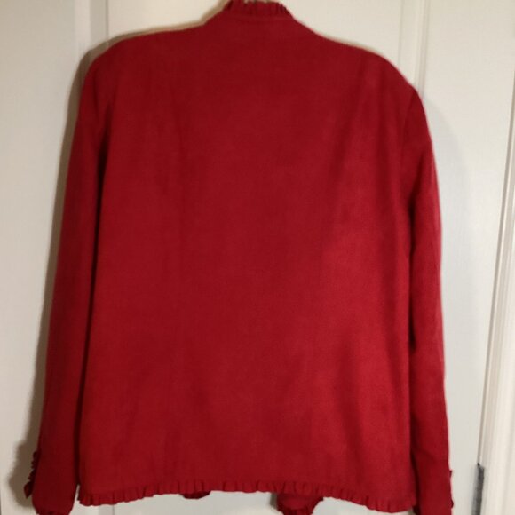 Denver Hayes Women's Red Faux Suede Jacket Blazer Size XL - Picture 7 of 10